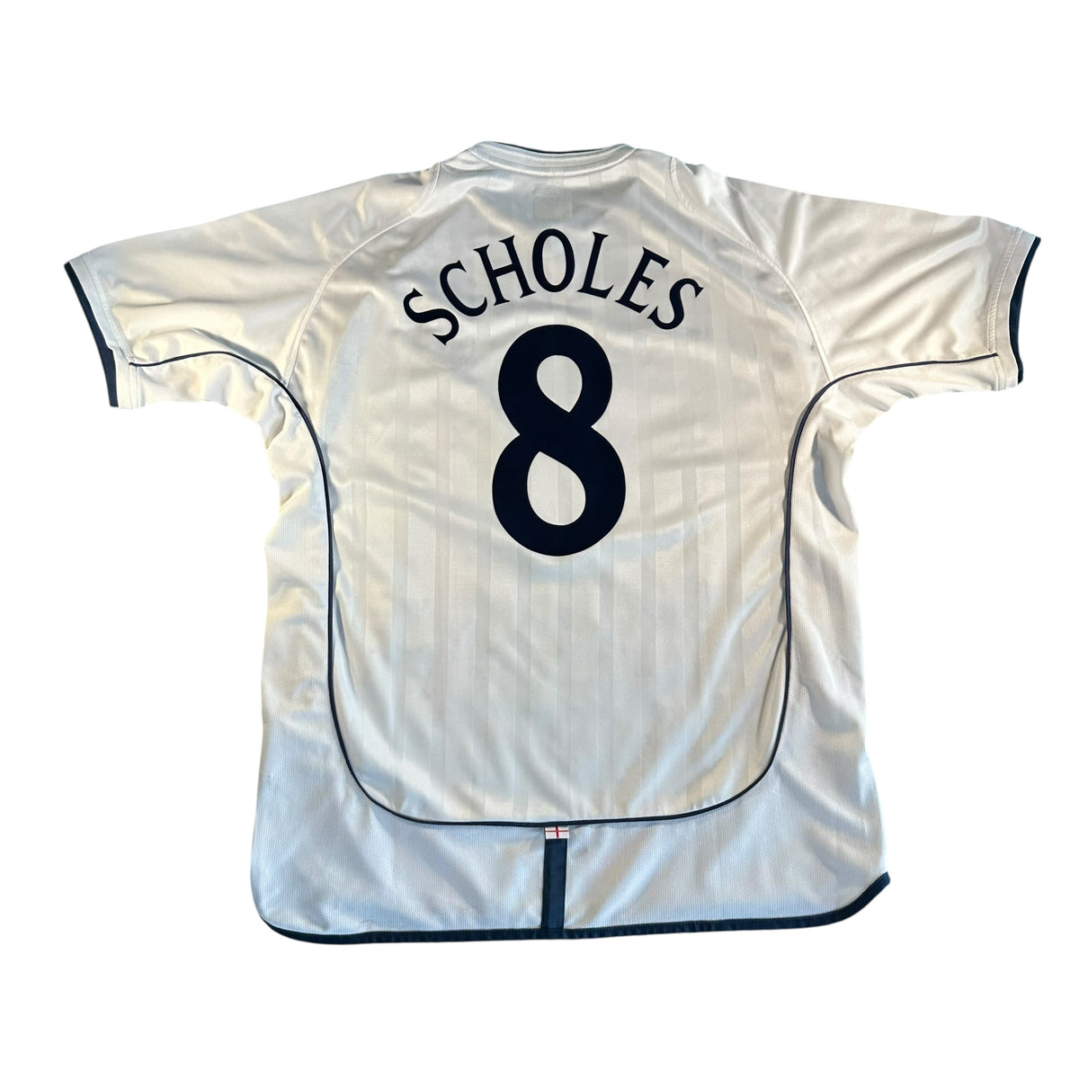 Vintage Umbro England #8 Scholes 2002 Home Soccer Jersey (XL) – 2D