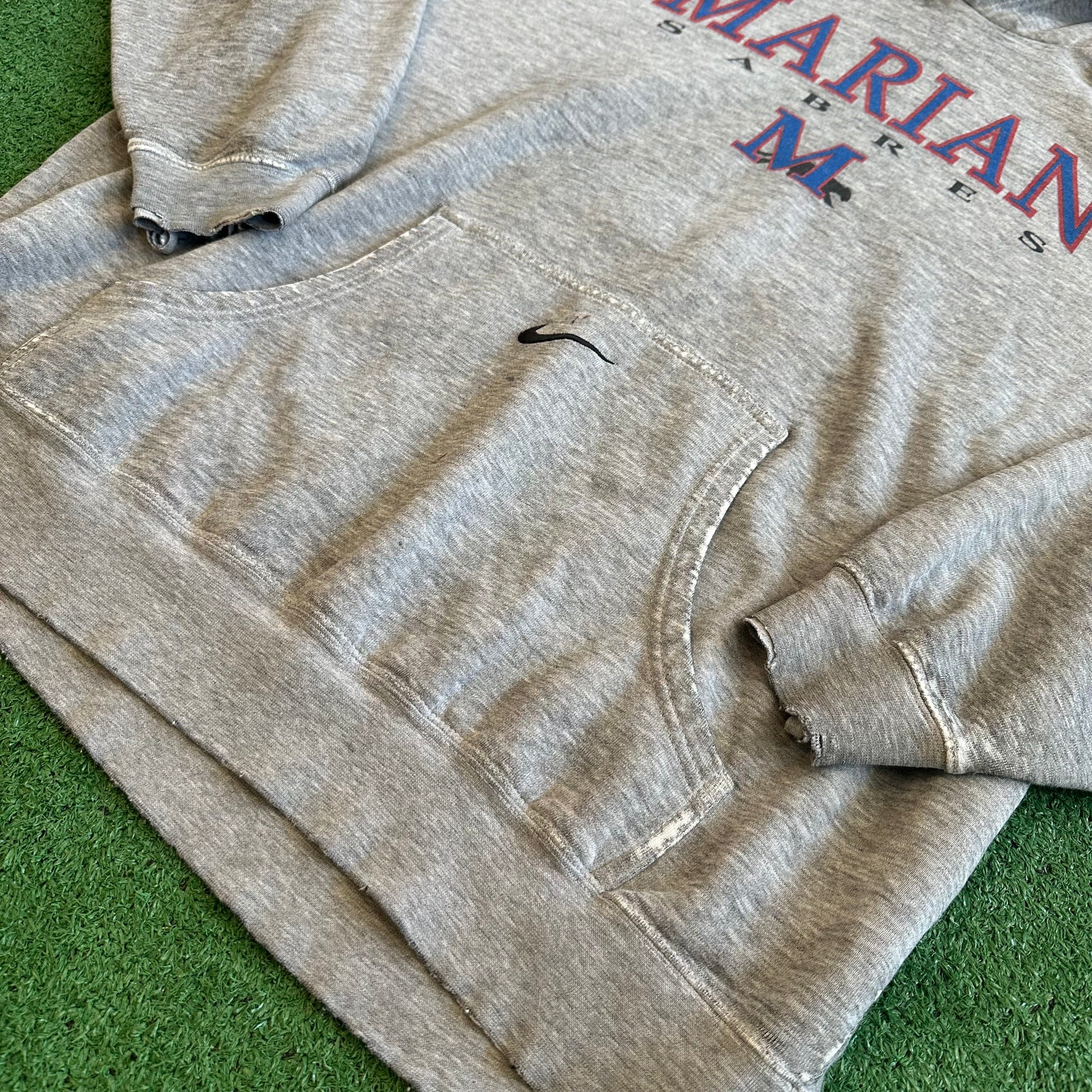 Vintage Nike Team Marian Sabres Center Swoosh Hoodie Sweatshirt (XL)