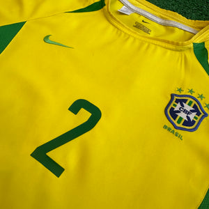 Vintage Nike Brazil #2 Cafu 2002 Home Football Kit (L)