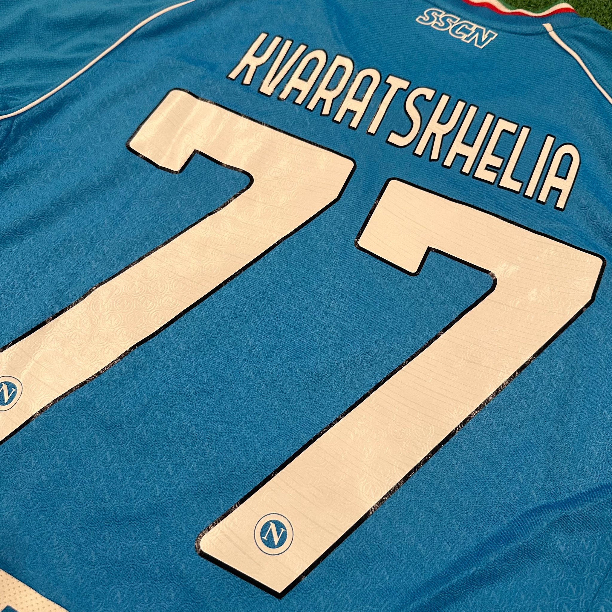 EA7 SSC Napoli #77 Kvaratskhelia 2023/2024 Home Football Shirt (XXXL)