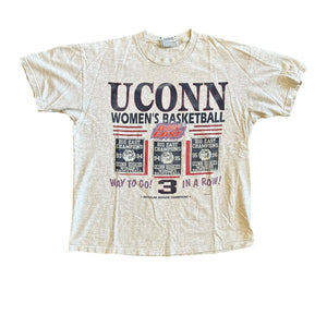 Vintage Lee UCONN Women's 1996 Basketball Big East Champions T-Shirt (L)