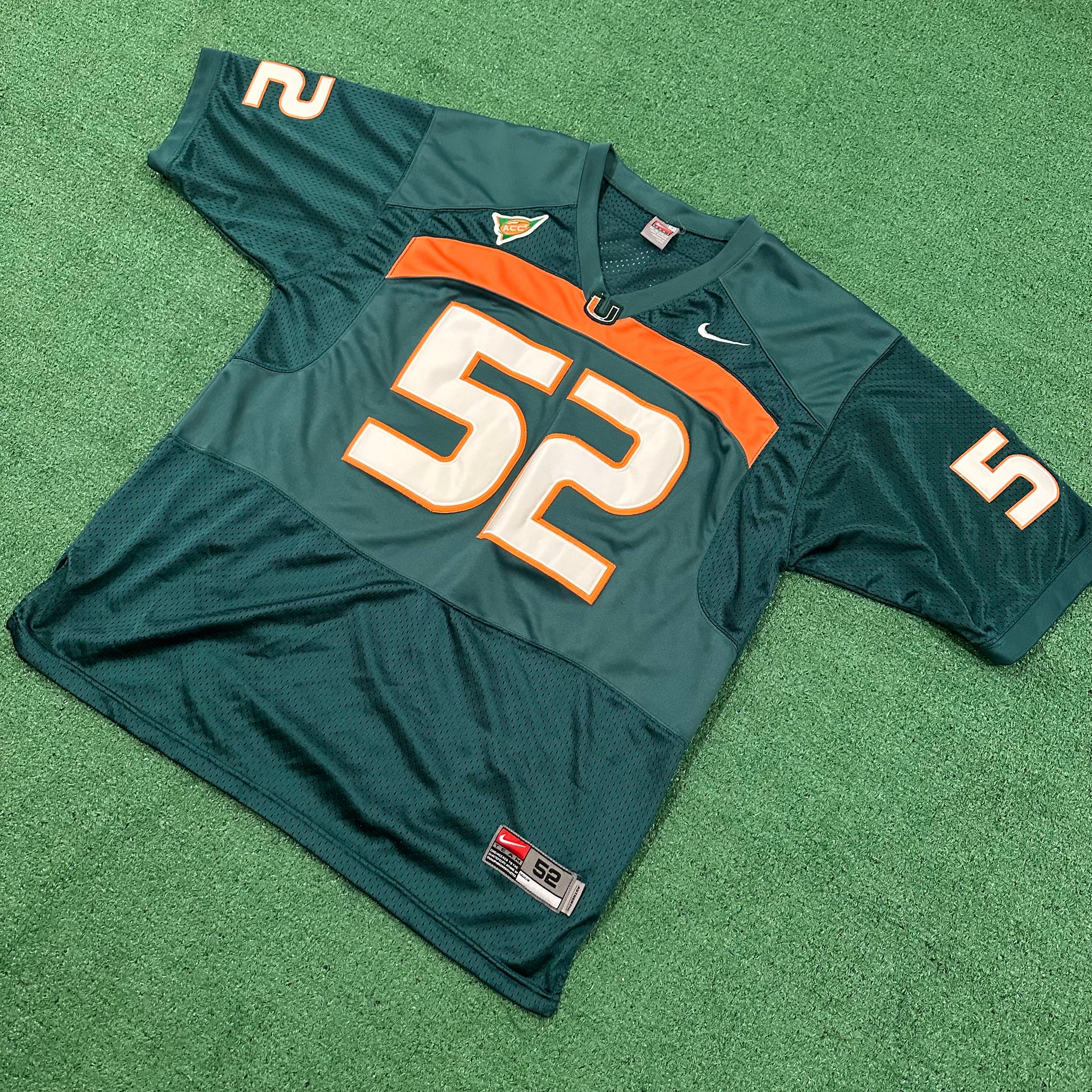 Vintage Nike Team Miami Hurricanes # 52 Ray Lewis ACC Jersey (52)