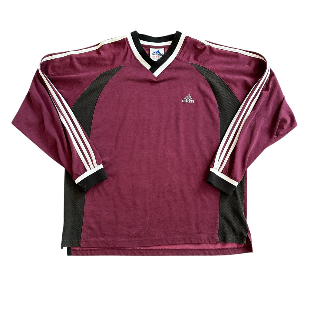 Vintage Adidas 90s Athleisure Maroon Long Sleeve Jersey Shirt (L)