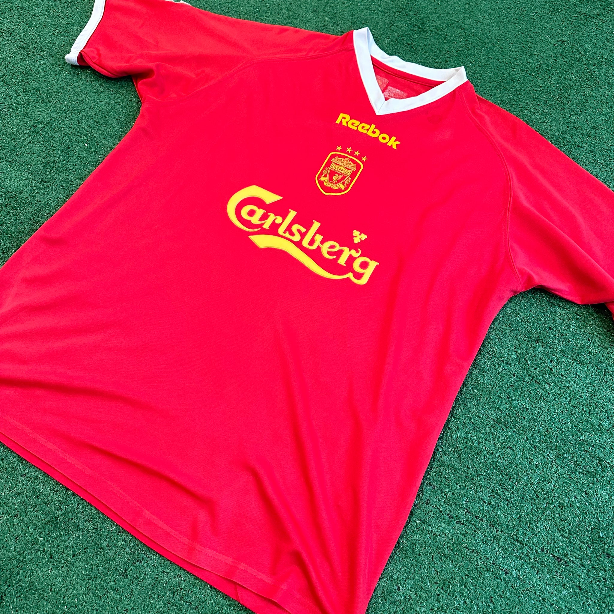 Vintage Reebok Liverpool #18 Riise 2001/03 European Home Kit (L)