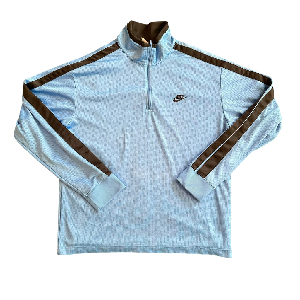Vintage Nike Y2K Carolina Blue Mesh Quarter Zip Light Jacket (XL)