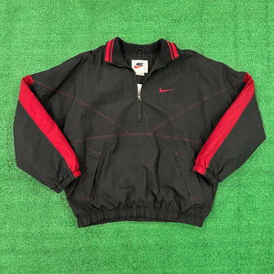 Vintage Nike Quarter-Zip Windbreaker Black Maroon Jacket (L)