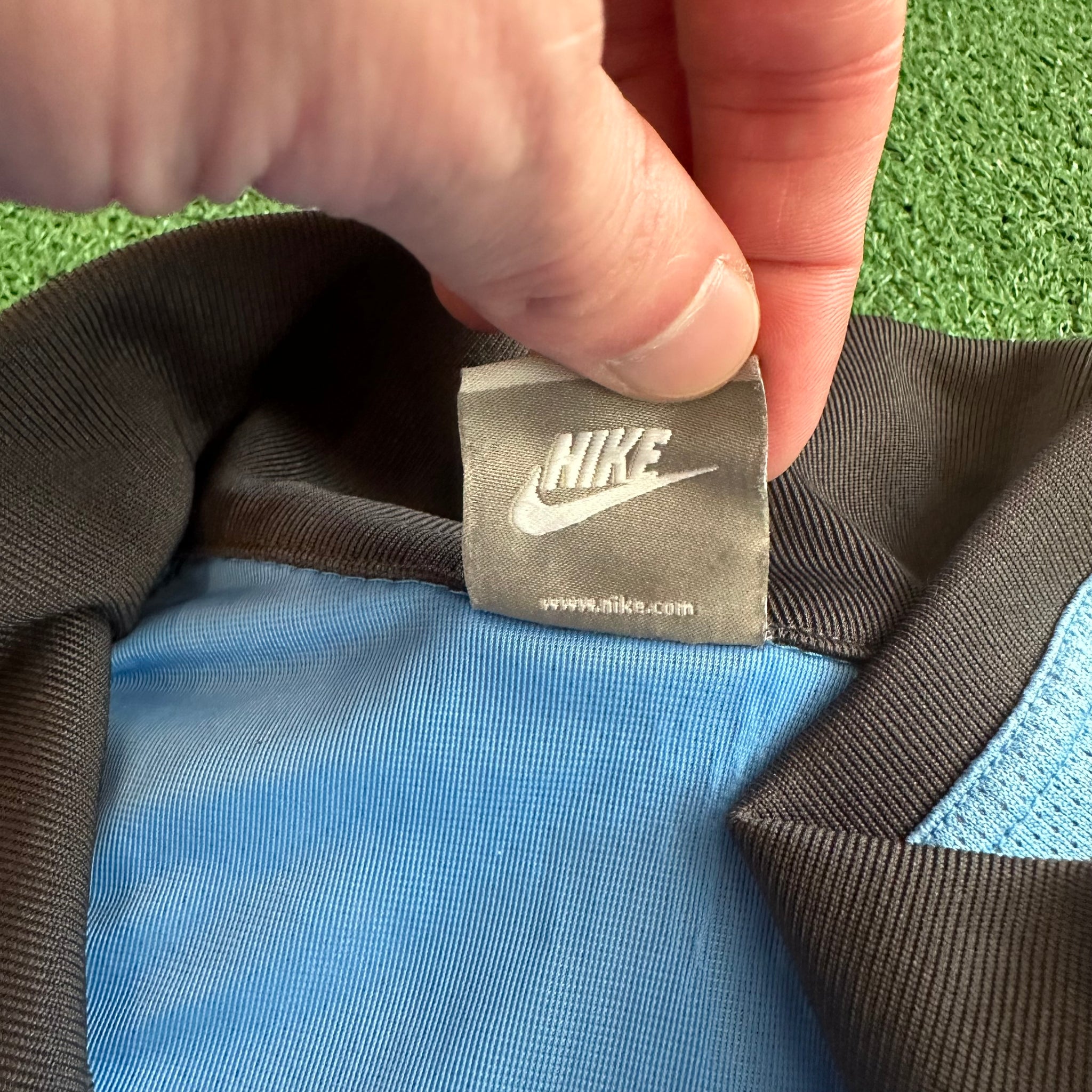 Vintage Nike Y2K Carolina Blue Mesh Quarter Zip Light Jacket (XL)