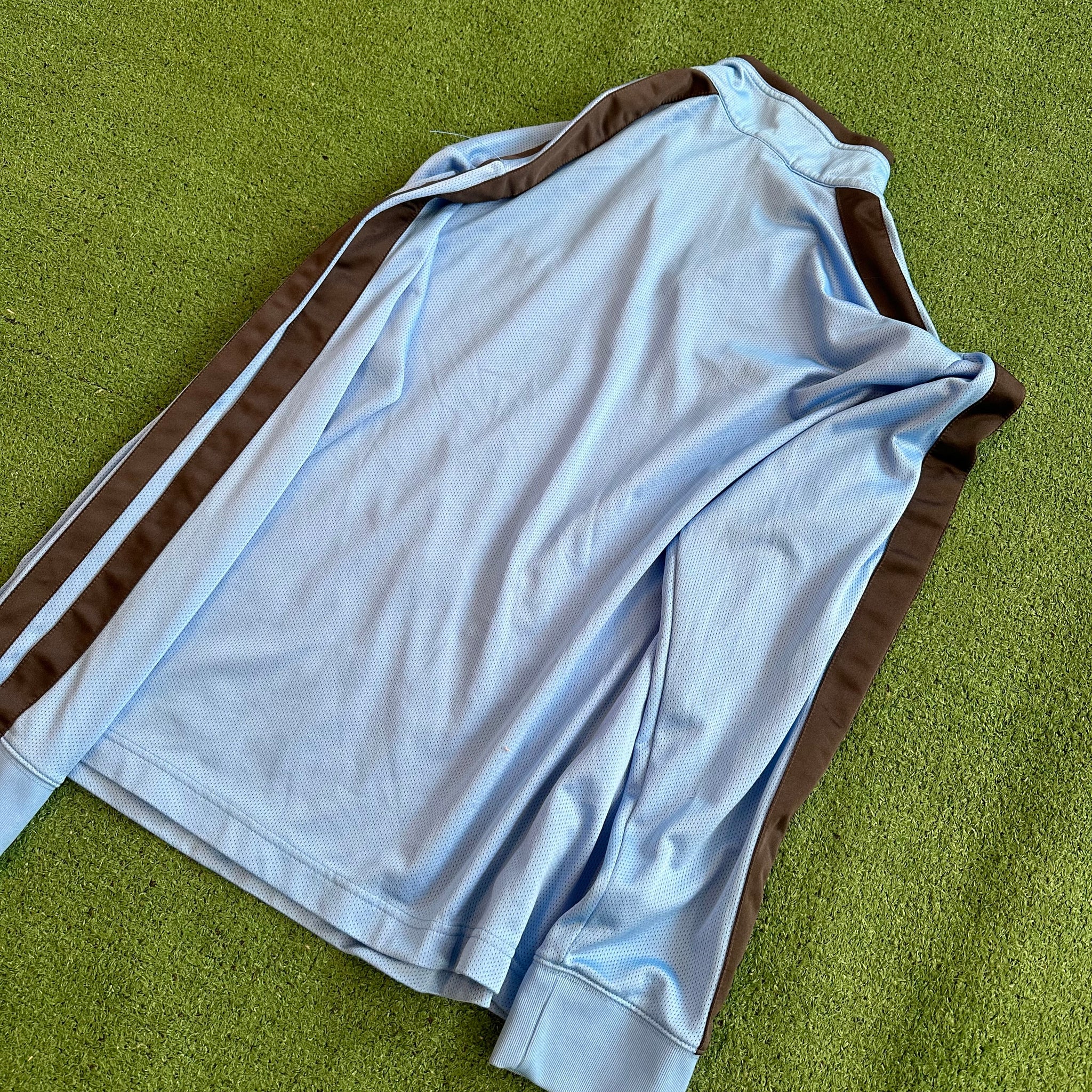 Vintage Nike Y2K Carolina Blue Mesh Quarter Zip Light Jacket (XL)