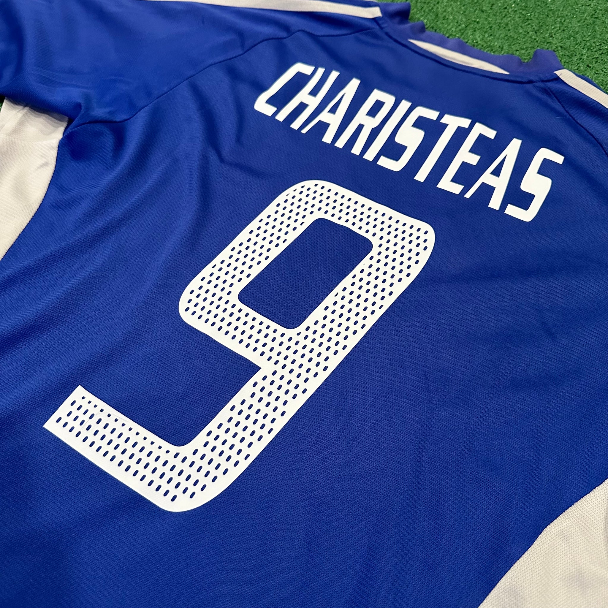 Vintage Adidas Greece #9 Charisteas 2004 Home Football Kit (L)