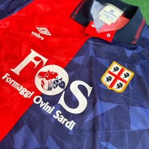 Vintage Umbro Cagliari Calcio 1991/92 Home Football Kit (XL)