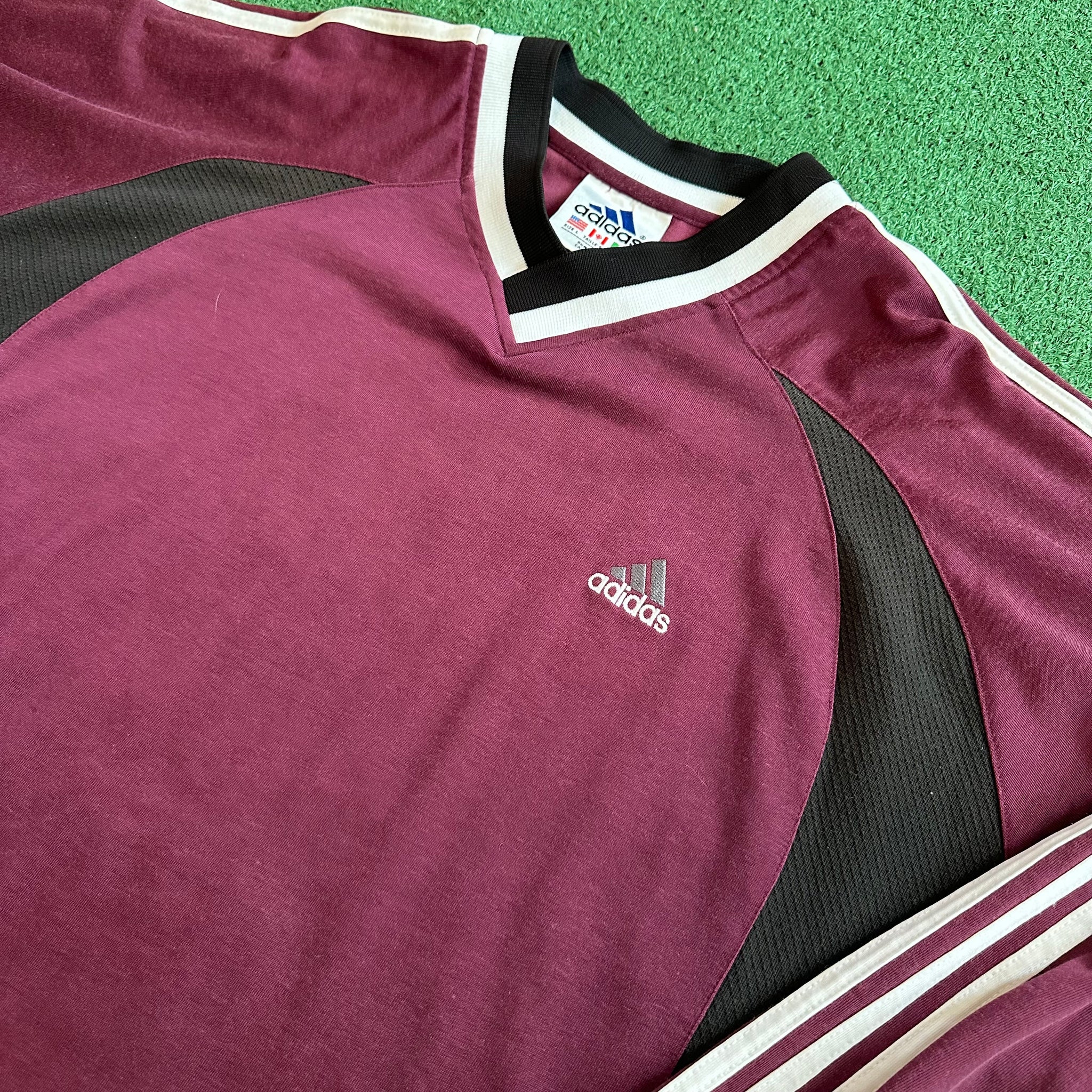 Vintage Adidas 90s Athleisure Maroon Long Sleeve Jersey Shirt (L)