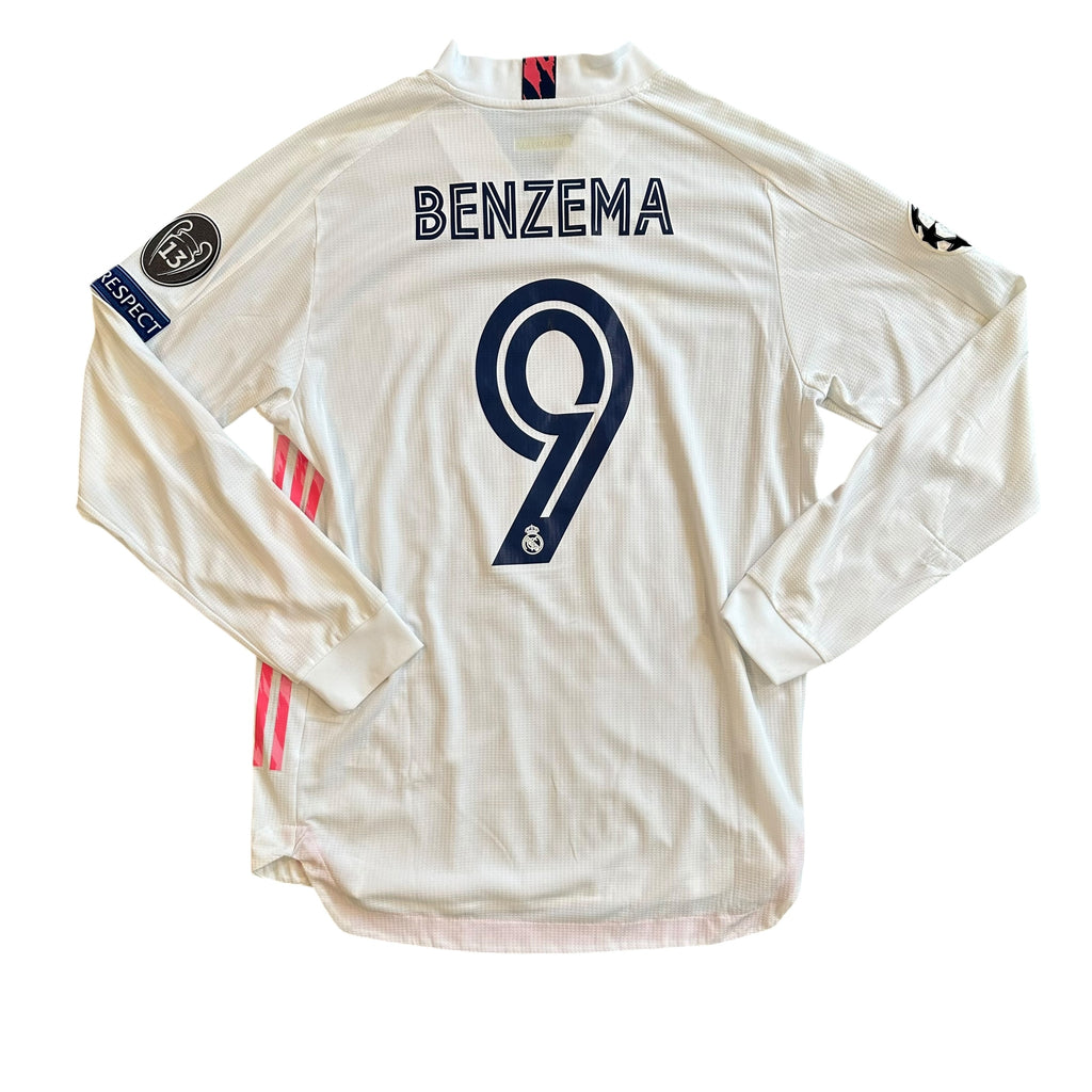 Adidas Real Madrid #9 Benzema 2020/21 Home Long-Sleeve Football Kit (L)
