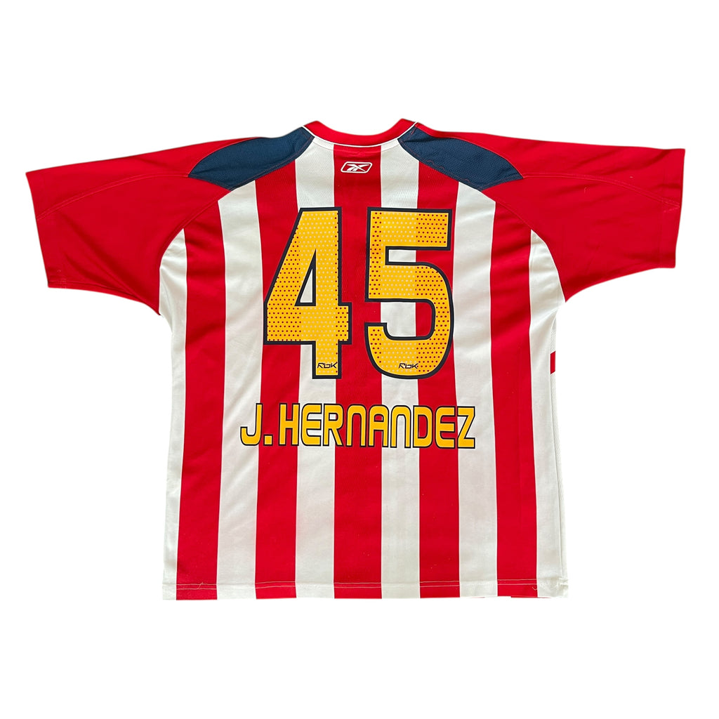Vintage Reebok Chivas De Guadalajara #45 J. Hernandez 2006/07 Home Football Kit (S)