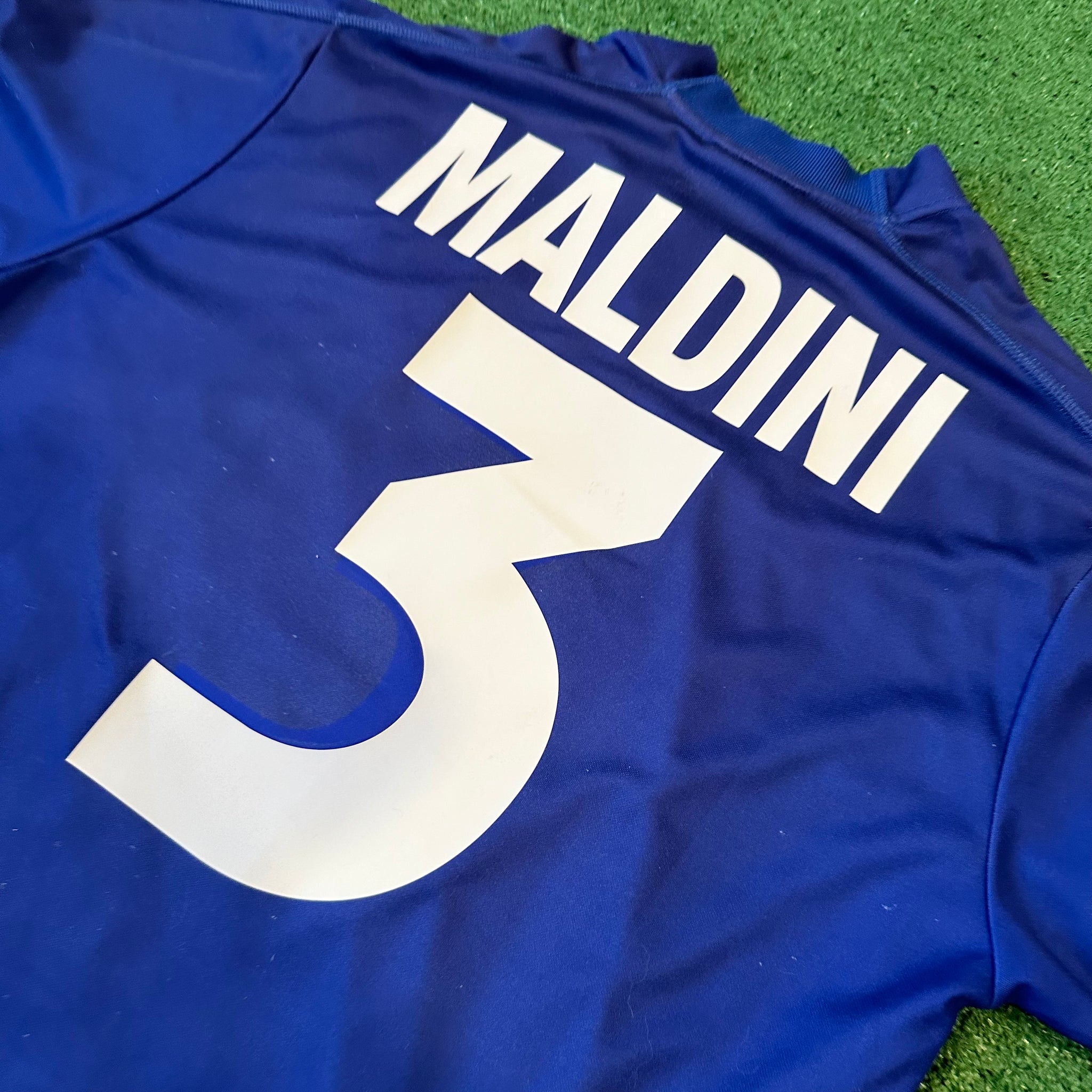 Vintage Kappa Italy #3 Maldini 1999 Home Football Kit (M)