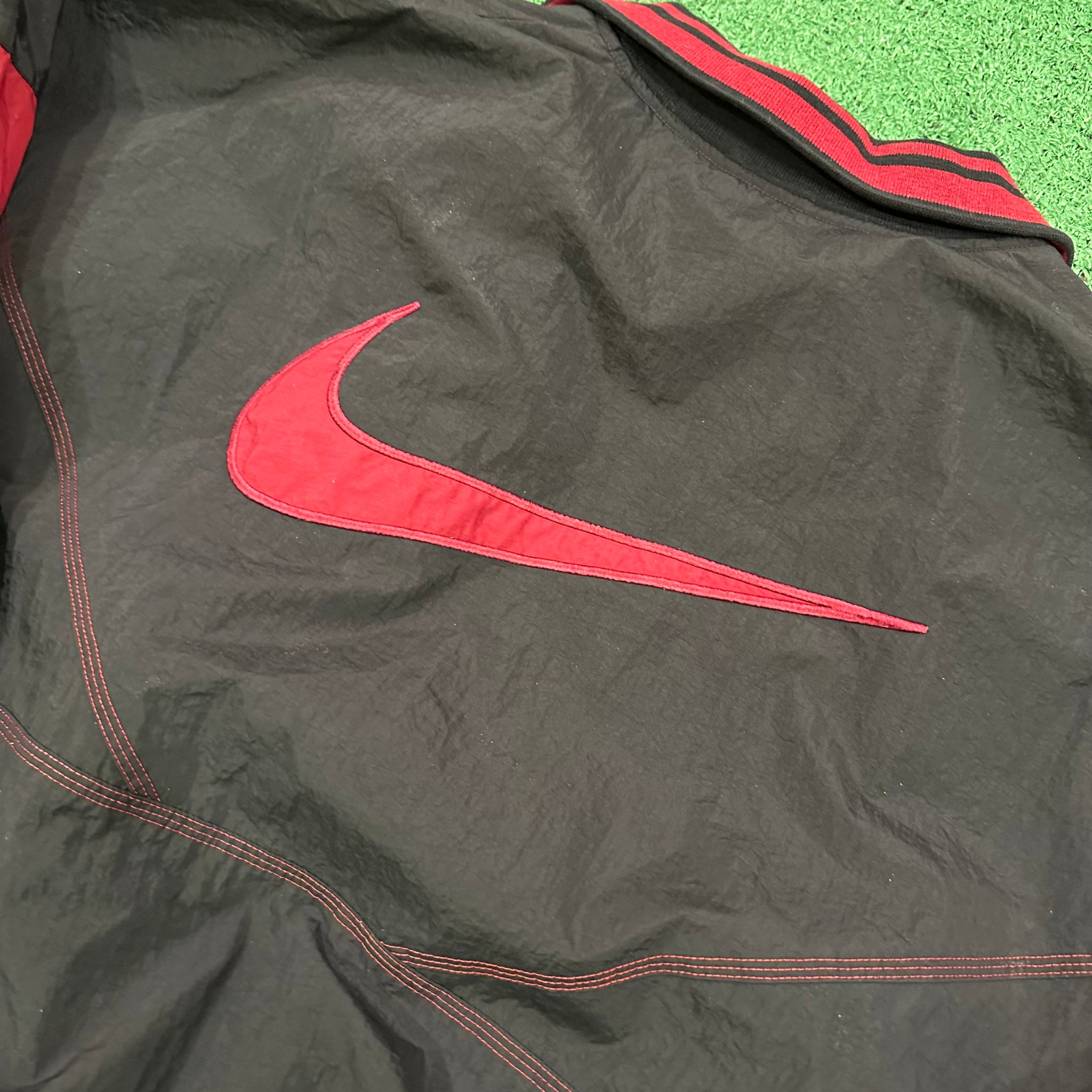 Vintage Nike Quarter-Zip Windbreaker Black Maroon Jacket (L)