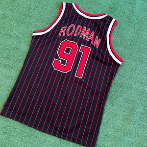Vintage Champion Chicago Bulls #91 Rodman NBA Basketball Jersey (M)