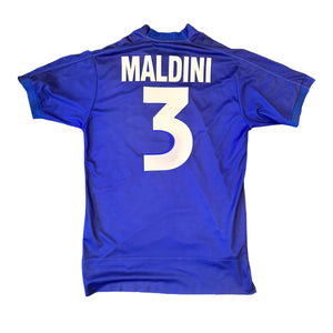 Vintage Kappa Italy #3 Maldini 1999 Home Football Kit (M)