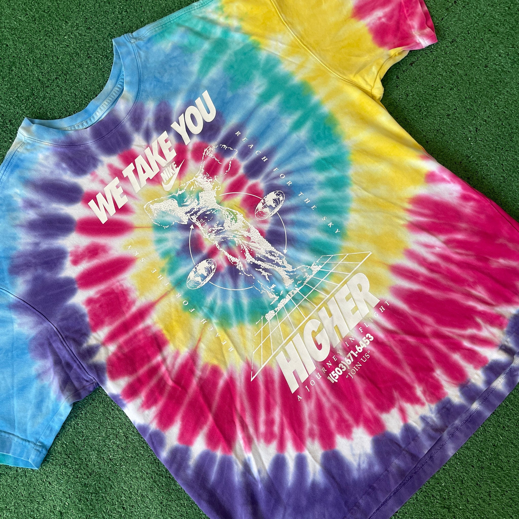 Nike 'WE TAKE YOU HIGHER' Tie-Dye Graphic T-Shirt (M)
