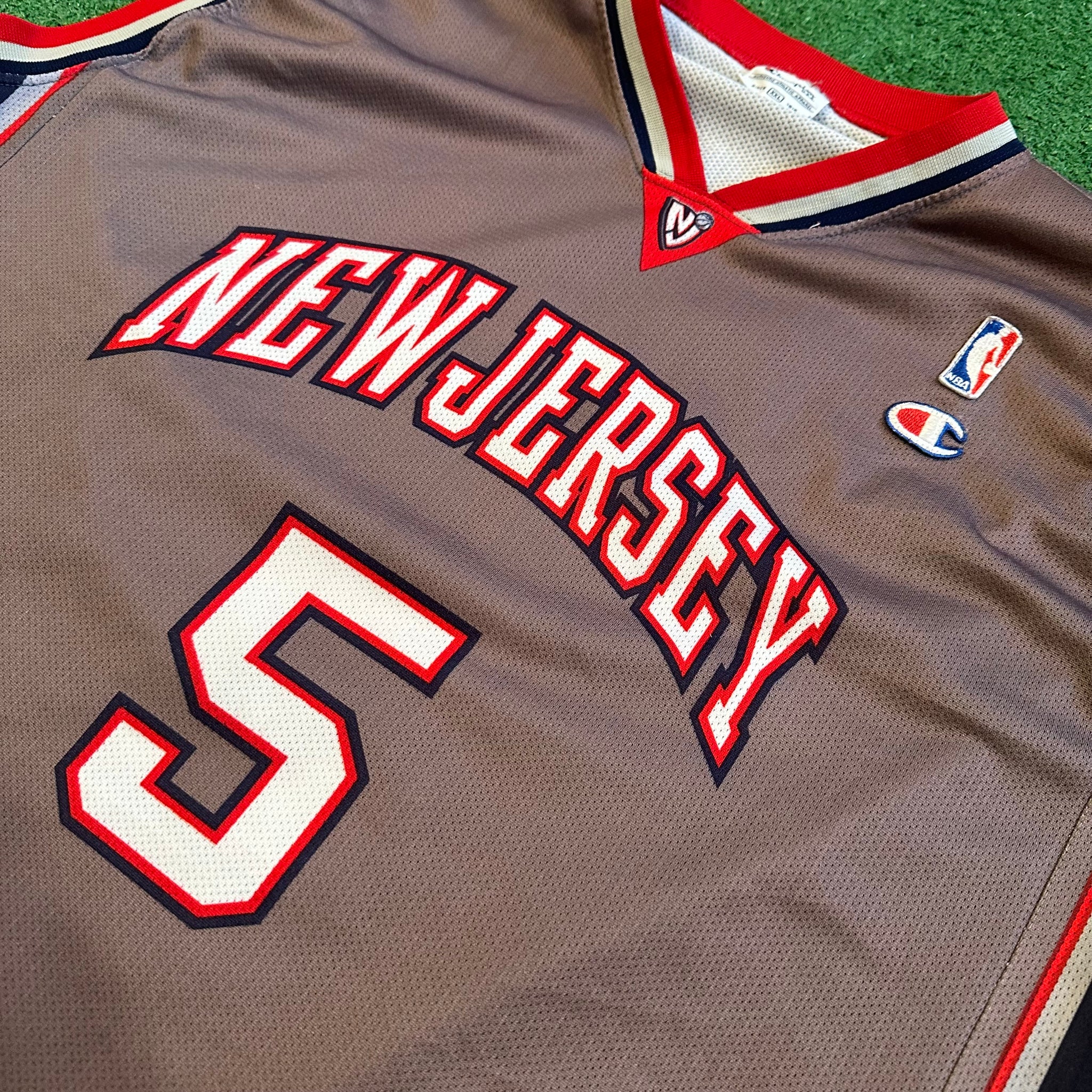Vintage Champion New Jersey Nets #5 Kidd NBA Basketball Jersey (XXL)