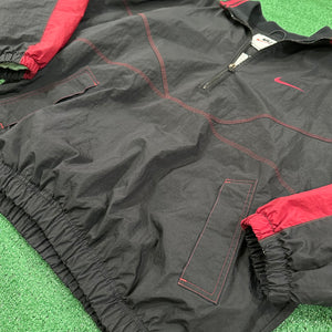 Vintage Nike Quarter-Zip Windbreaker Black Maroon Jacket (L)