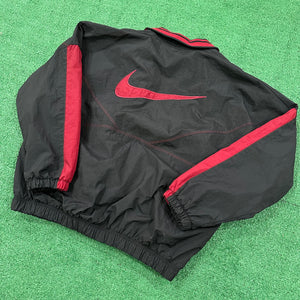 Vintage Nike Quarter-Zip Windbreaker Black Maroon Jacket (L)