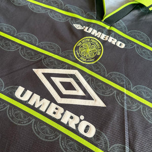Vintage Umbro Celtic FC #7 Larsson 1998/99 Away Football Kit (L)