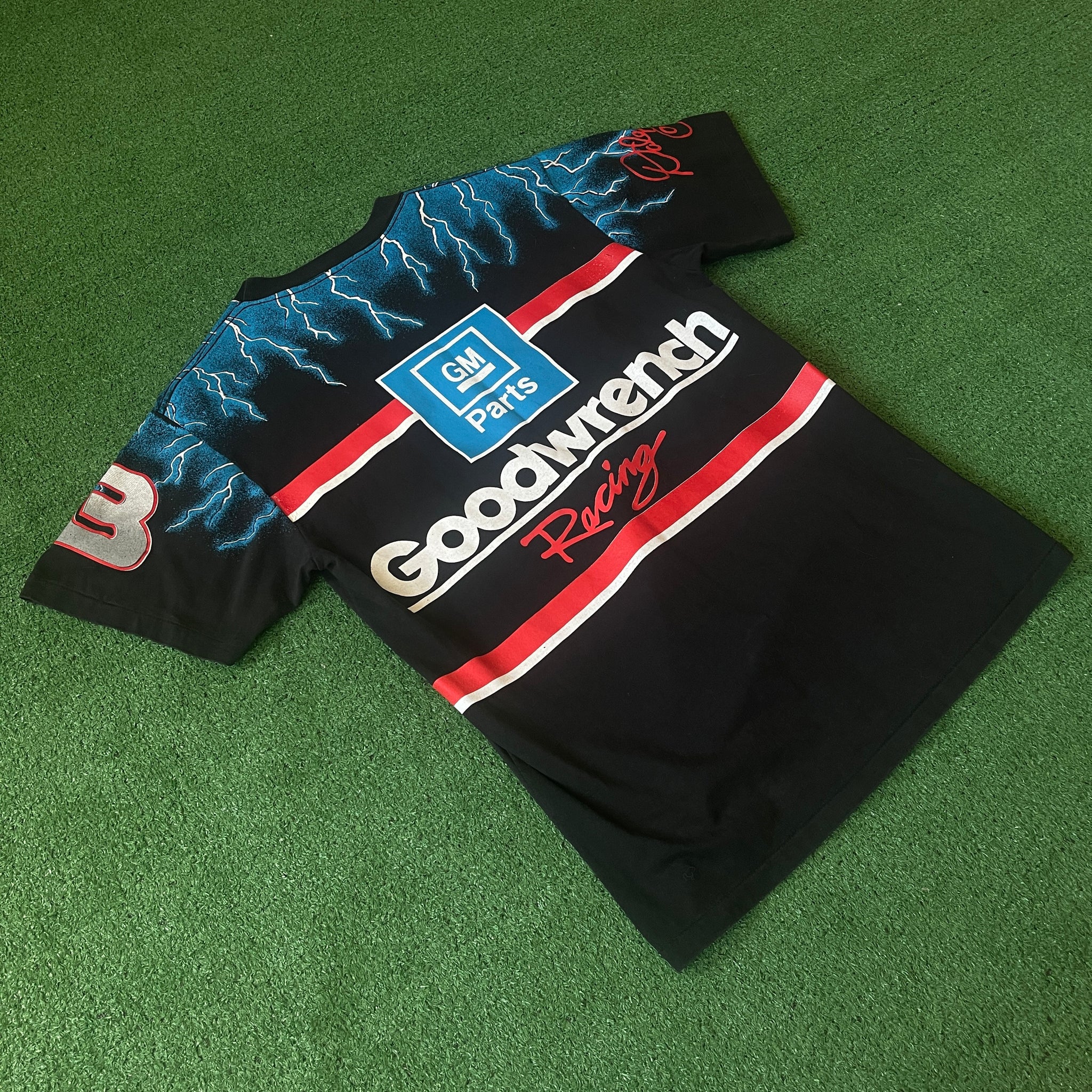 Vintage Preferred Sportswear Black Knight Dale Earnhardt All over Graphic T-Shirt (L)