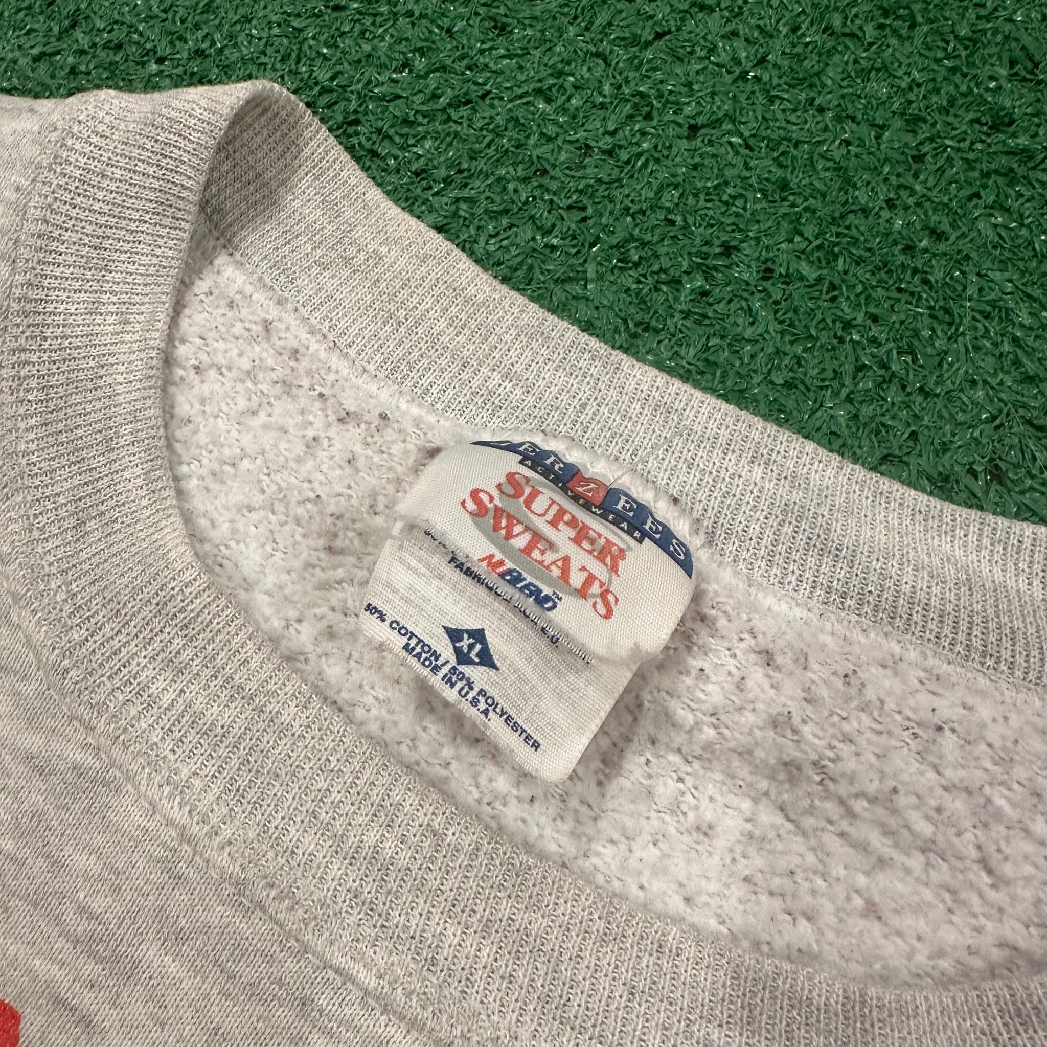 Vintage Jerzees New England Patriots All Over Print Crewneck Sweatshirt (XL)