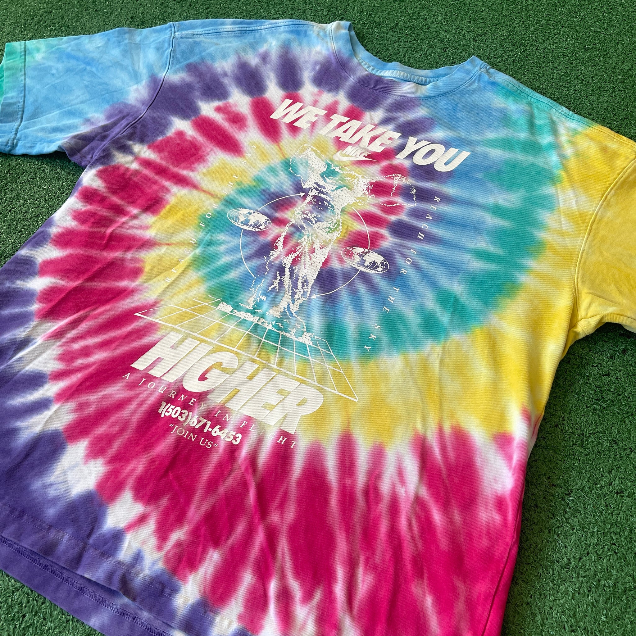 Nike 'WE TAKE YOU HIGHER' Tie-Dye Graphic T-Shirt (M)
