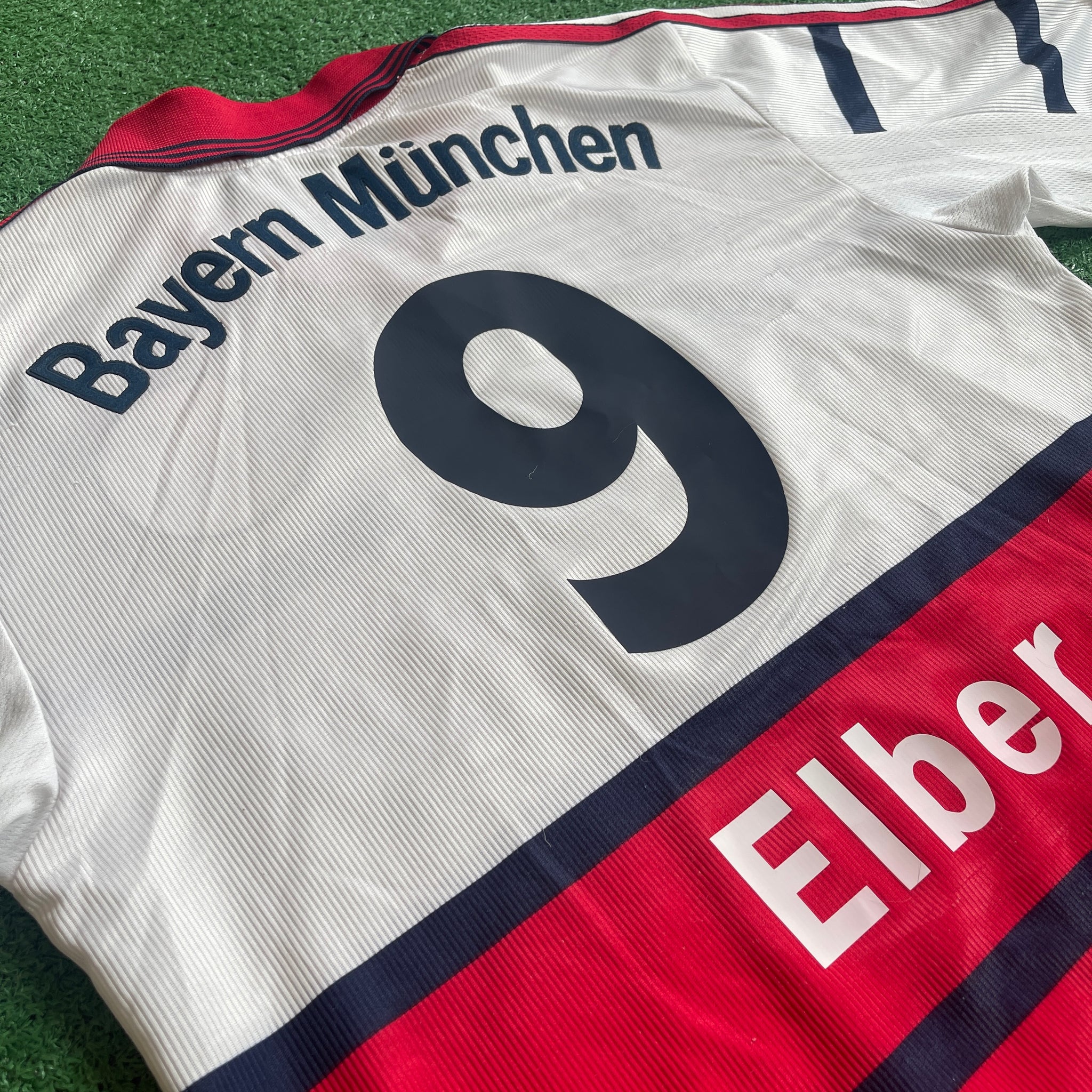 Vintage Adidas FC Bayern Munich #9 Elber 1998/00 Home Away Football Kit (S)