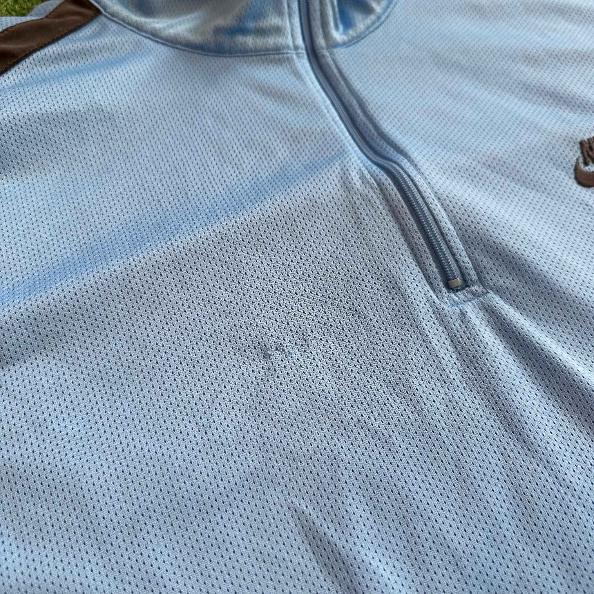 Vintage Nike Y2K Carolina Blue Mesh Quarter Zip Light Jacket (XL)