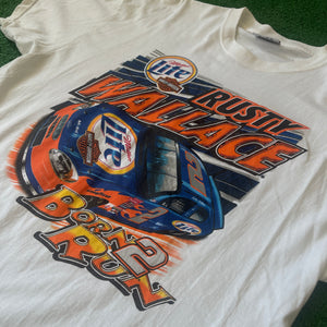 Vintage Chase Authentics Harley Davidson Miller Light Rusty Wallace NASCAR T-Shirt (L)