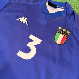 Vintage Kappa Italy #3 Maldini 1999 Home Football Kit (M)