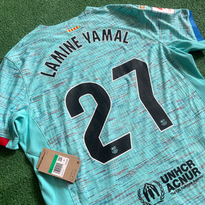 Nike FC Barcelona #27 Lamine Yamal 2023/24 Third Player Issue Football Kit (XL)