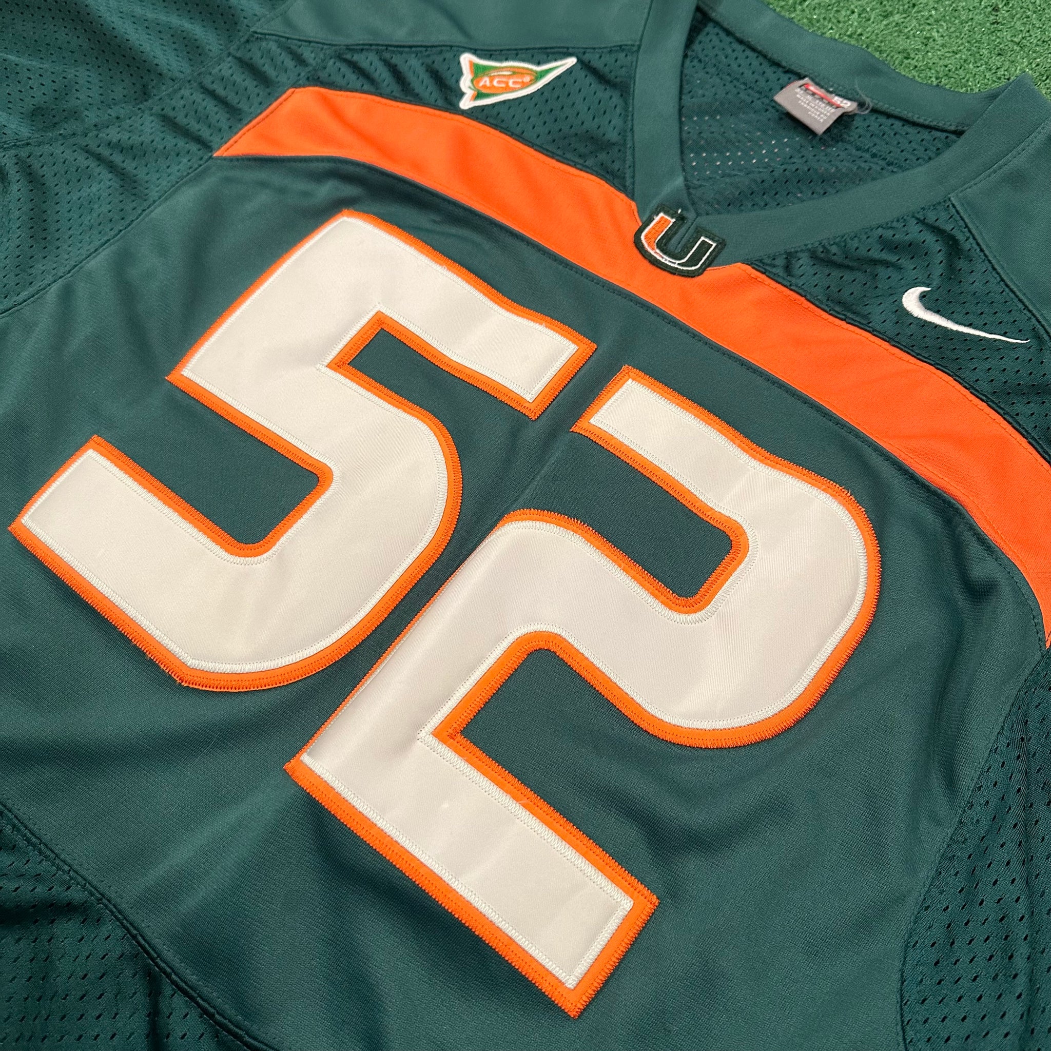 Vintage Nike Team Miami Hurricanes # 52 Ray Lewis ACC Jersey (52)