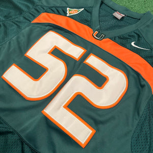 Vintage Nike Team Miami Hurricanes # 52 Ray Lewis ACC Jersey (52)