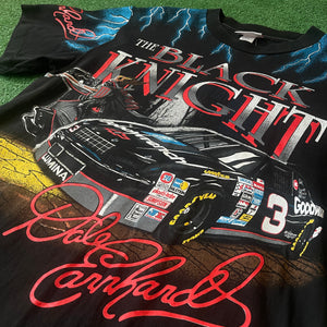 Vintage Preferred Sportswear Black Knight Dale Earnhardt All over Graphic T-Shirt (L)