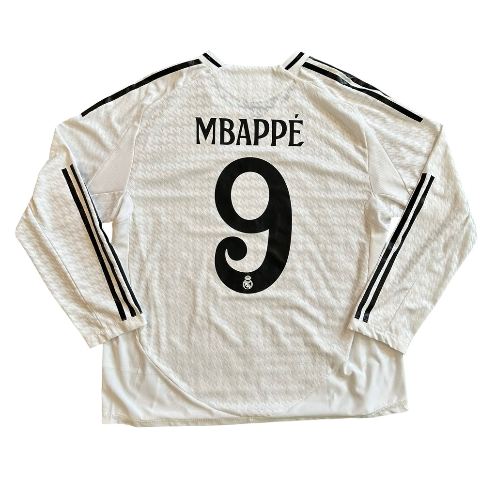 Adidas Real Madrid #9 Mbappe 2024/25 Home Authentic Long Sleeve Football Kit (XL)