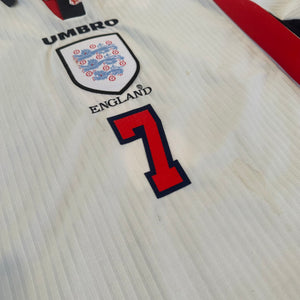 Vintage Umbro England #7 Beckham 1998 Home Soccer Jersey (XL)