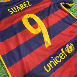 Nike Barcelona FC #9 Suarez 2015/16 Home Jersey (M)