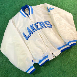 Vintage Majestic Hardwood Classics LA Lakers Crenshaw Bomber Jacket (XL)